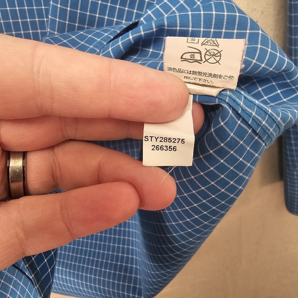 LL Bean Shirt Mens Blue XL Wrinkle Resistant Oxford Check Traditional Fit 285275 - Picture 9 of 9